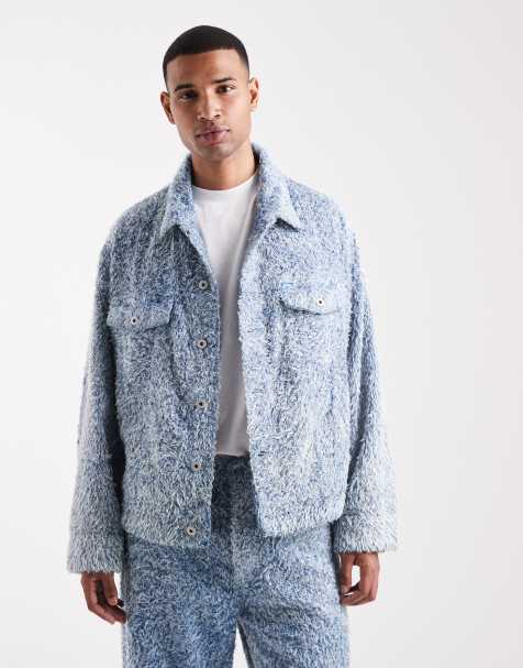 HUGO BLUE – Kirkby – Flauschige Loose-Fit-Jeansjacke in hellblauer Waschung, Kombiteil - view 1