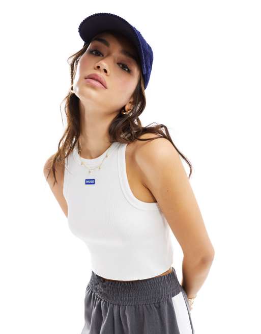 HUGO BLUE – Knapp geschnittenes Tanktop in Weiß