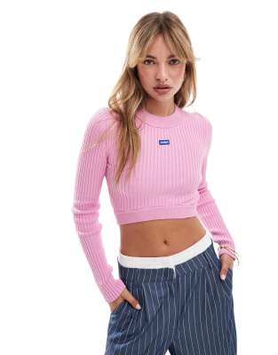 Hugo Blue knitted jumper in pink