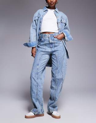 HUGO Blue - Leni - Jeans in Blau mit welligem Saum