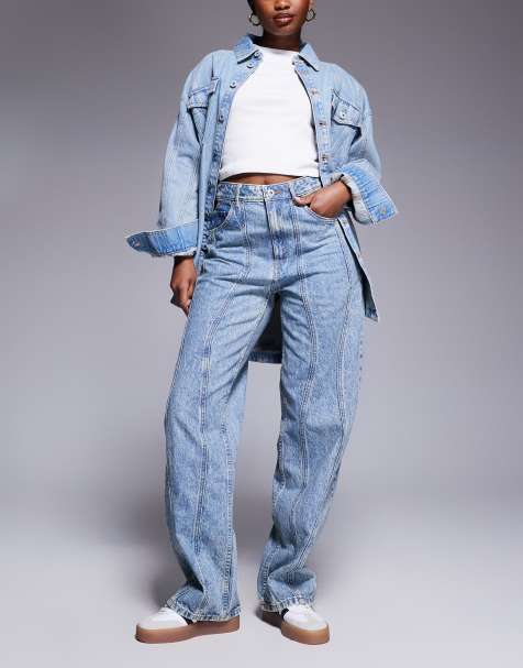 HUGO Blue – Leni – Jeans in Blau mit welligem Saum - view 1