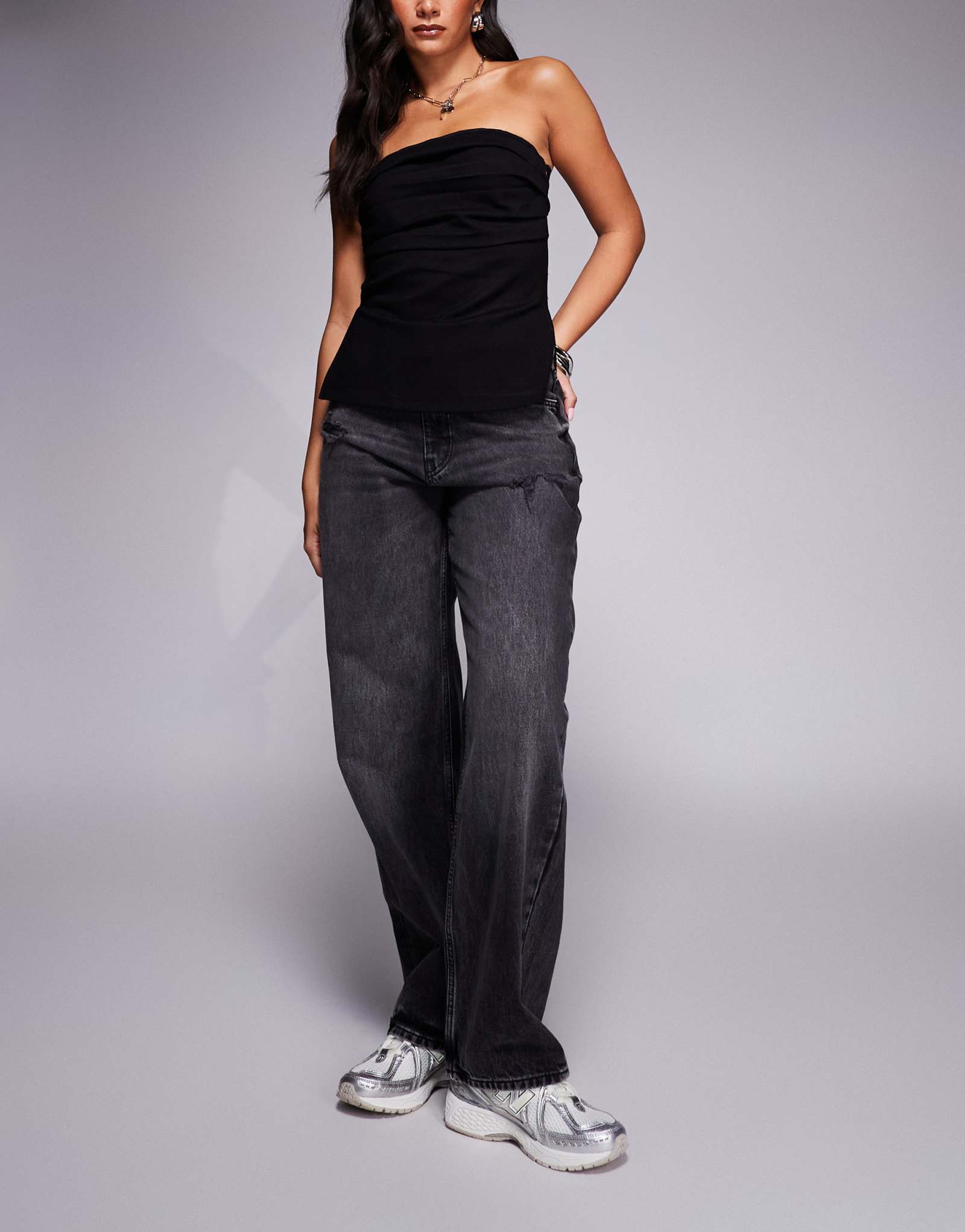 Джинсы с прямыми штанинами HUGO Blue Leni черного цвета