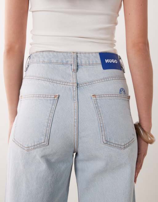 HUGO Blue Leni straight leg jeans in light blue, 5 of 5
