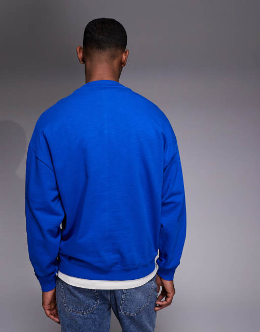 HUGO Blue – Locker geschnittenes Sweatshirt in Mittelblau, 4 von 5