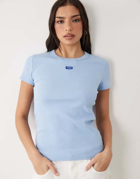 Hugo Blue logo Easy tee in blue - view 1