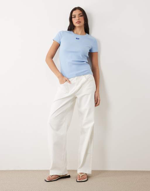 Hugo Blue logo Easy tee in blue, 3 of 4