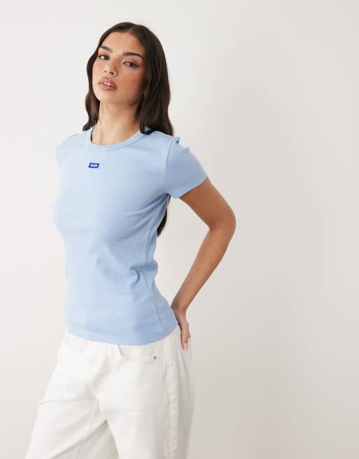 Hugo Blue logo Easy tee in blue, 4 of 4