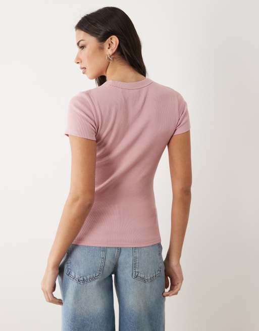 Hugo Blue logo Easy tee in pink, 3 of 4