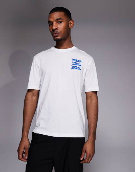 Hugo Blue logo print t-shirt in white