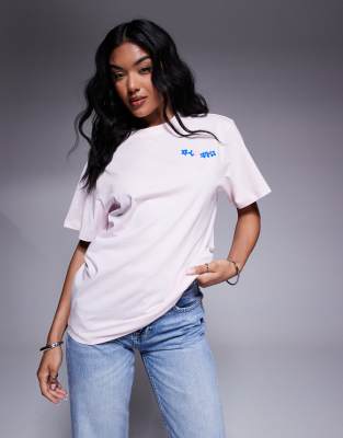 Hugo Blue Logo Print Wintage T-shirt In Pink