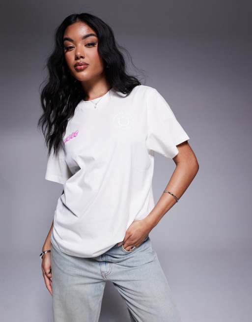 HUGO Blue logo print wintage T-shirt in white