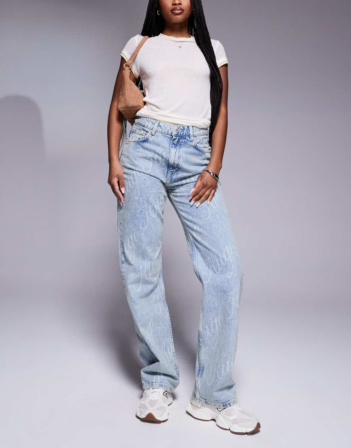 Hugo Blue logo printed straight fit jeans in blue