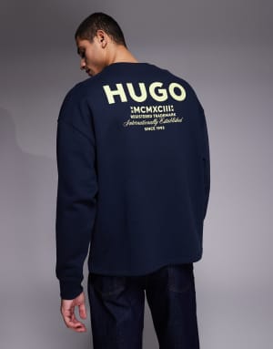 Hugo Blue long sleeve top in dark blue