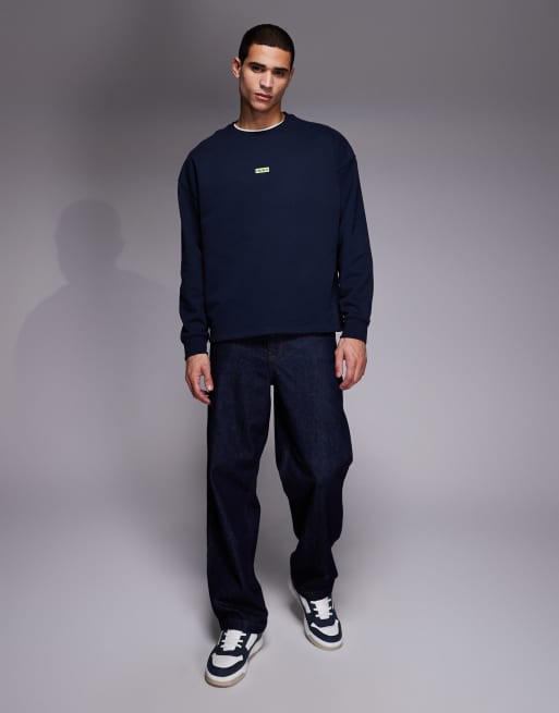 HUGO Blue long sleeve top in dark blue, 2 of 5