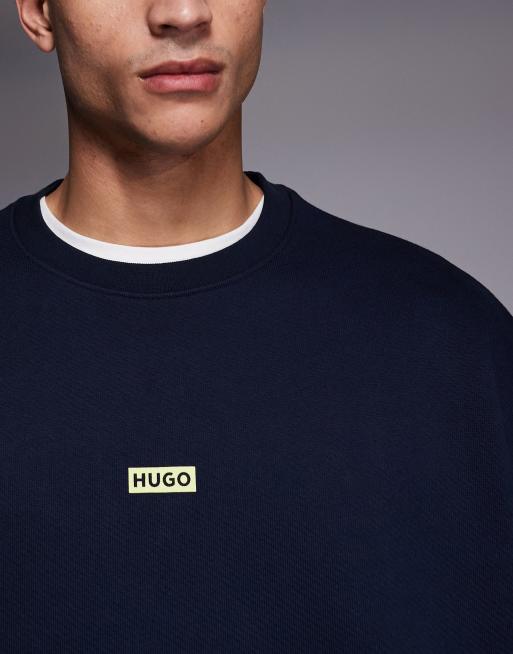 HUGO Blue long sleeve top in dark blue, 5 of 5