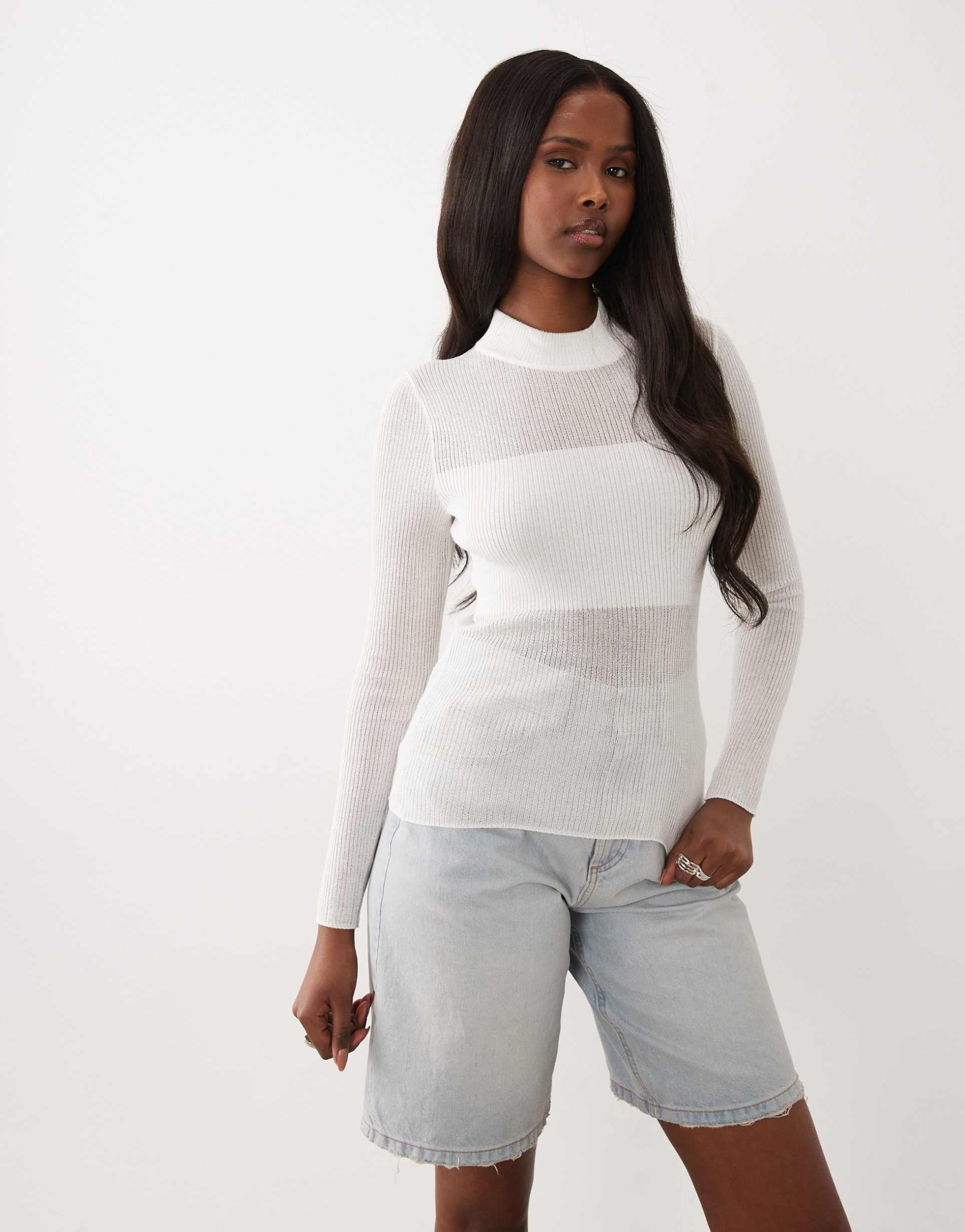 hugo blue long sleeve top in white