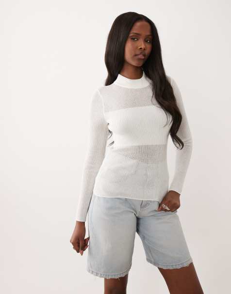 Hugo Blue long sleeve top in white