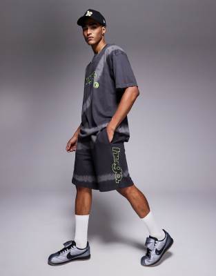 Hugo Blue Hugo Blue loose fit co-ord printed shorts in black