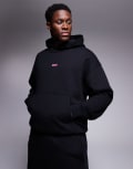 [Hugo Blue] HUGO Blue loose fit hoodie in black with pink logo (part of a set) M Black