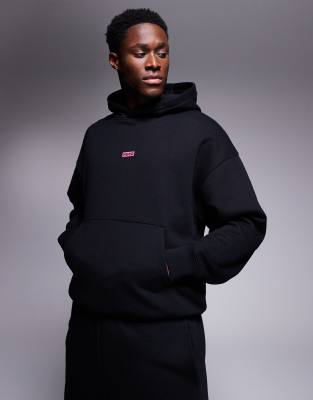 Hugo Blue co-ord loose fit hoodie in black with pink logo