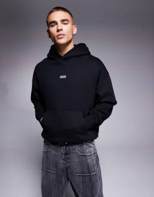 HUGO BLUE loose fit Nazardo logo hoodie in black