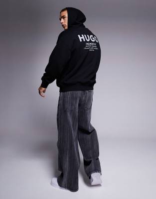HUGO BLUE loose fit Nazardo logo hoodie in black