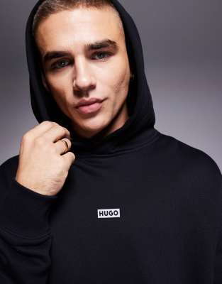 HUGO BLUE loose fit Nazardo logo hoodie in black