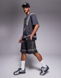 [Hugo Blue] HUGO Blue loose fit printed shorts in black (part of a set) W38 Black