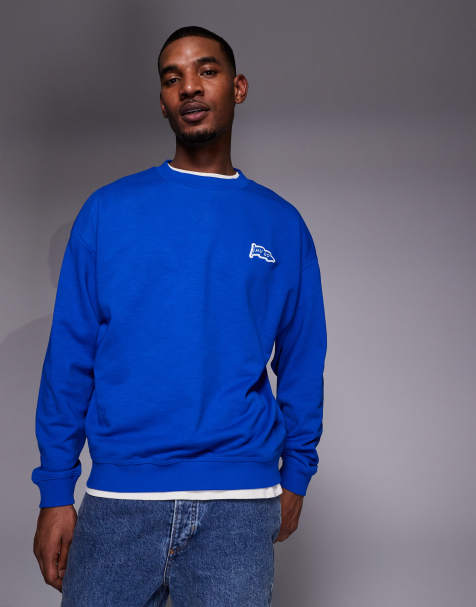 Hugo Blue loose fit sweatshirt in mid blue - view 1