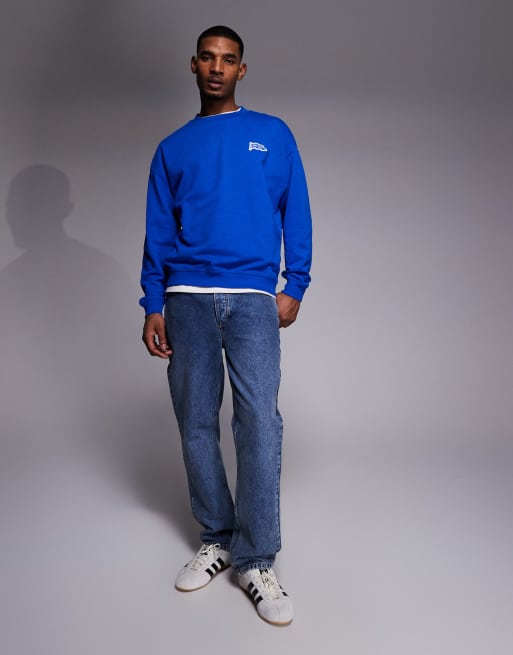 Hugo Blue loose fit sweatshirt in mid blue, 2 of 5