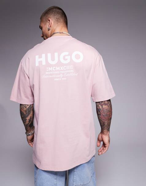 HUGO Blue – Loose Fit T-Shirt in Rosa mit mittigem Logo - view 1