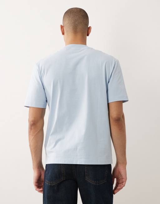HUGO Blue - Lyseblå T-shirt i bomuld med logoprint bagpå, 5 af 5
