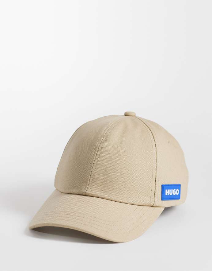 Hugo Blue Mael - Gorra de béisbol beis con logo lateral