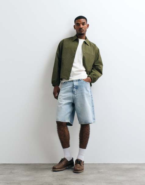 HUGO Blue Mason løstsiddende baggy denimshorts i lyseblå - view 1