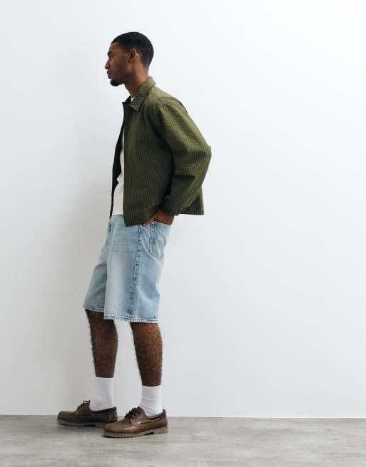 HUGO Blue Mason løstsiddende baggy denimshorts i lyseblå, 5 af 5