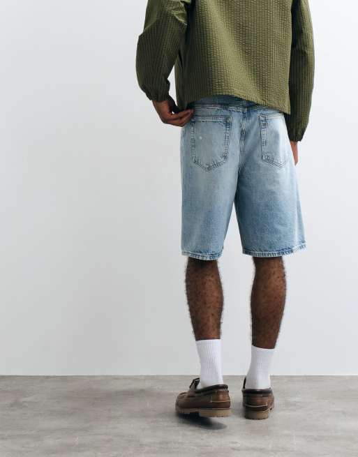 HUGO Blue Mason short en jean coupe ample bleu clair, 2 de 5