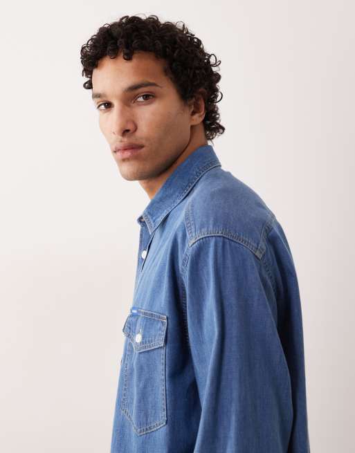 HUGO Blue – Mellanblå jeansskjorta, 4 av 5