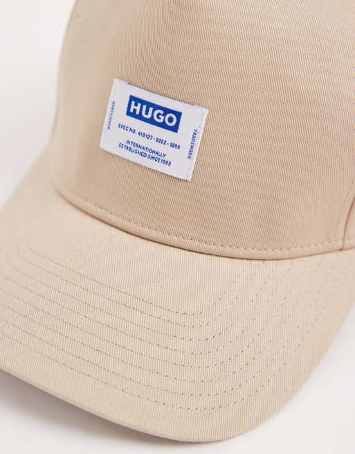 HUGO Blue Merk label logo baseball cap in medium beige