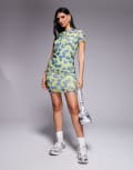 [Hugo Blue] Hugo Blue mesh print short sleeve dress in green with butterfly print 6 Open miscellaneous