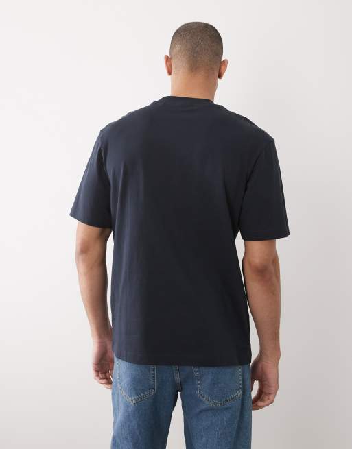 HUGO Blue – Mörkblå t-shirt i bomull med logga baktill, 5 av 5