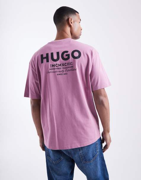 HUGO Blue - Nalano - Pnk oversized T-shirt med logoprint foran og bagpå - view 1