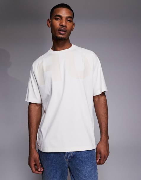HUGO BLUE Nalftee large logo t-shirt in off white - view 1