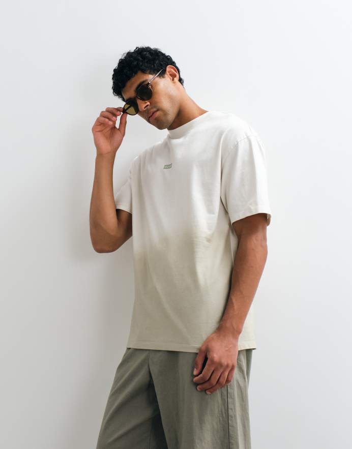 Hugo Blue Nalono camiseta con estampado trasero degradado en verde claro