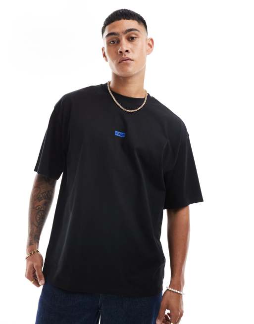 HUGO Blue nalono relaxed fit t-shirt in black | ASOS