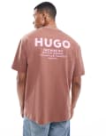 [Hugo Blue] HUGO Blue Nalono relaxed fit t-shirt in brown XS Brown