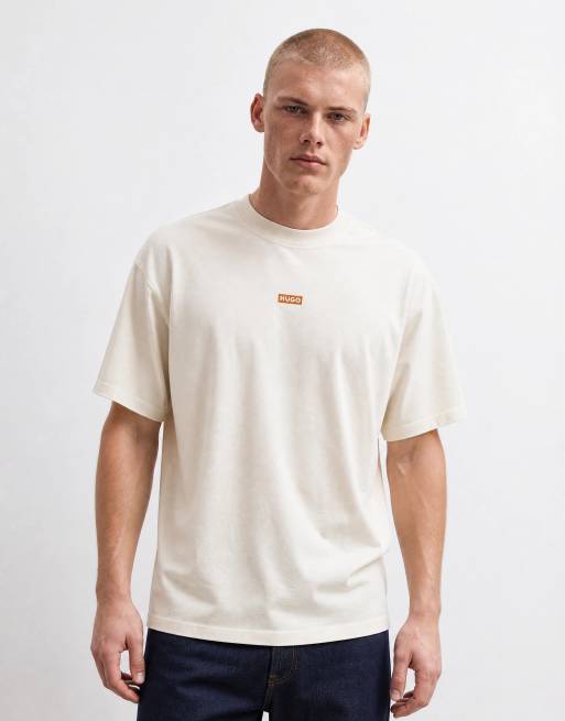 HUGO Blue Nalono t-shirt à imprimé au dos en écru, 10 de 10