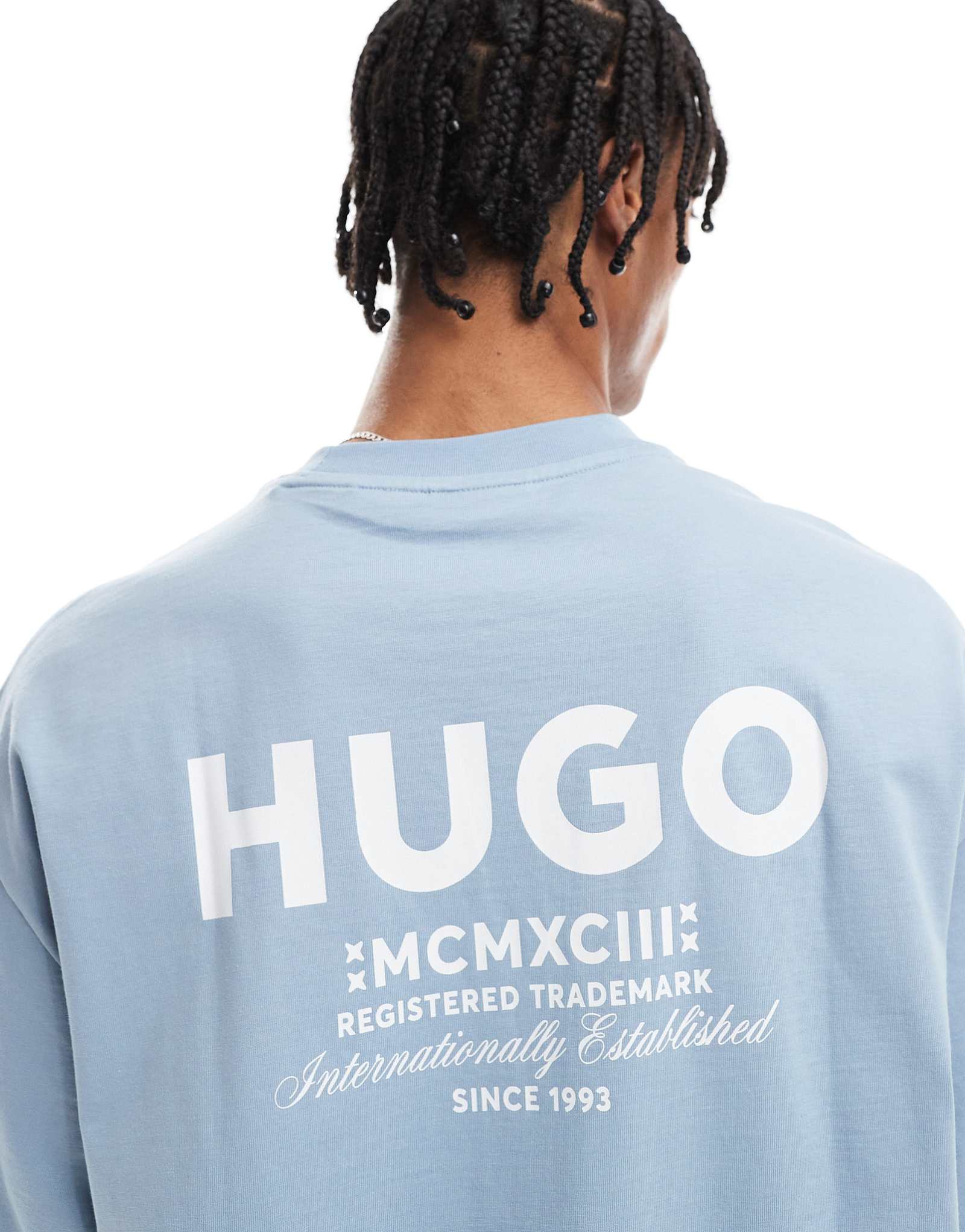 Футболка HUGO Blue Nalono синего цвета