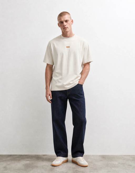 HUGO Blue Nalono T-Shirt mit Rückendruck in Ecru, 8 von 10