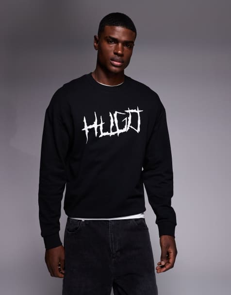 HUGO Blue Namenex large logo sweatshirt in black - view 1