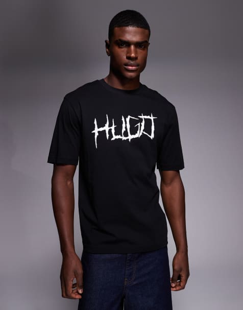 HUGO Blue – Namerix – Czarny T-shirt z logo na piersi - view 1